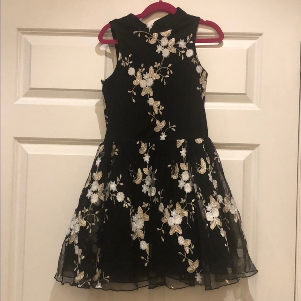 Miss Behave girls dress / black with embroidery